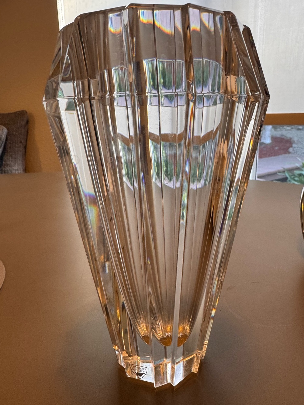 Orrefors Sweden Signed Crystal Vase MR 5100-22 Collectors Art Glass 8.5” Heavy
